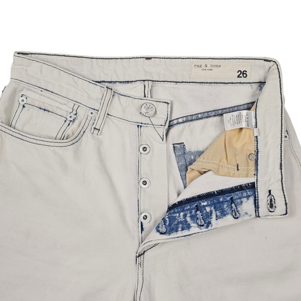 Rag & Bone Nina High-Rise Ankle Cigarette Jeans Womens 26 White Distressed Denim